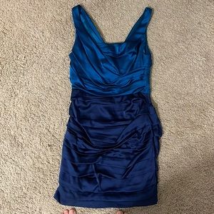 Satin sleeveless rouched prom/dance dress